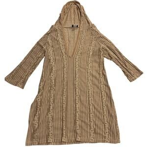 VTG Jordan Taylor Cardigan Sweater Hooded Open Front Womens Size Large USA Tan